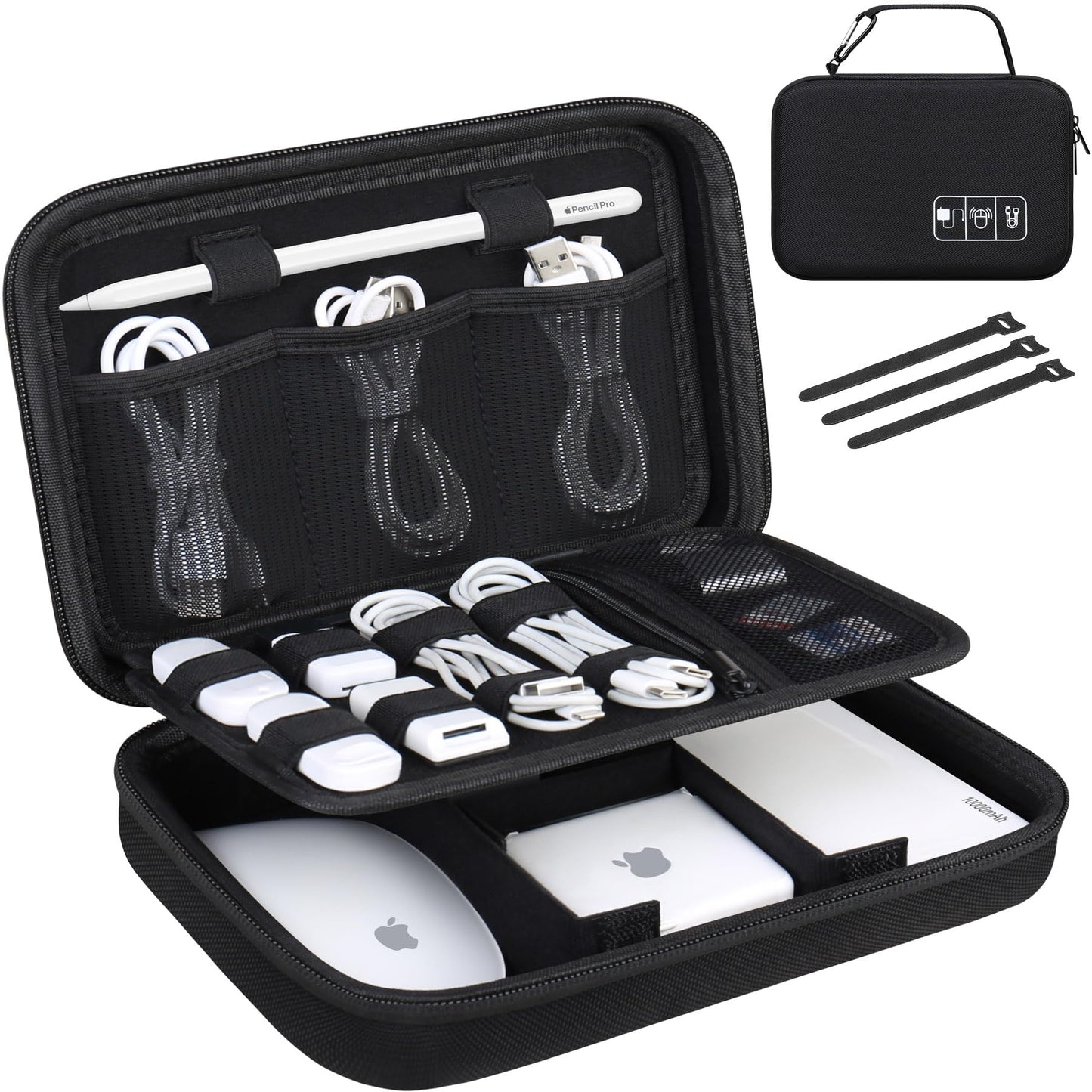 Lacdo Cable Organizer Bag Protective Travel Case for MacBook Charger Black NEW