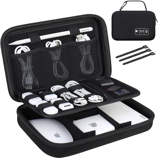 Lacdo Cable Organizer Bag Protective Travel Case for MacBook Charger Black NEW