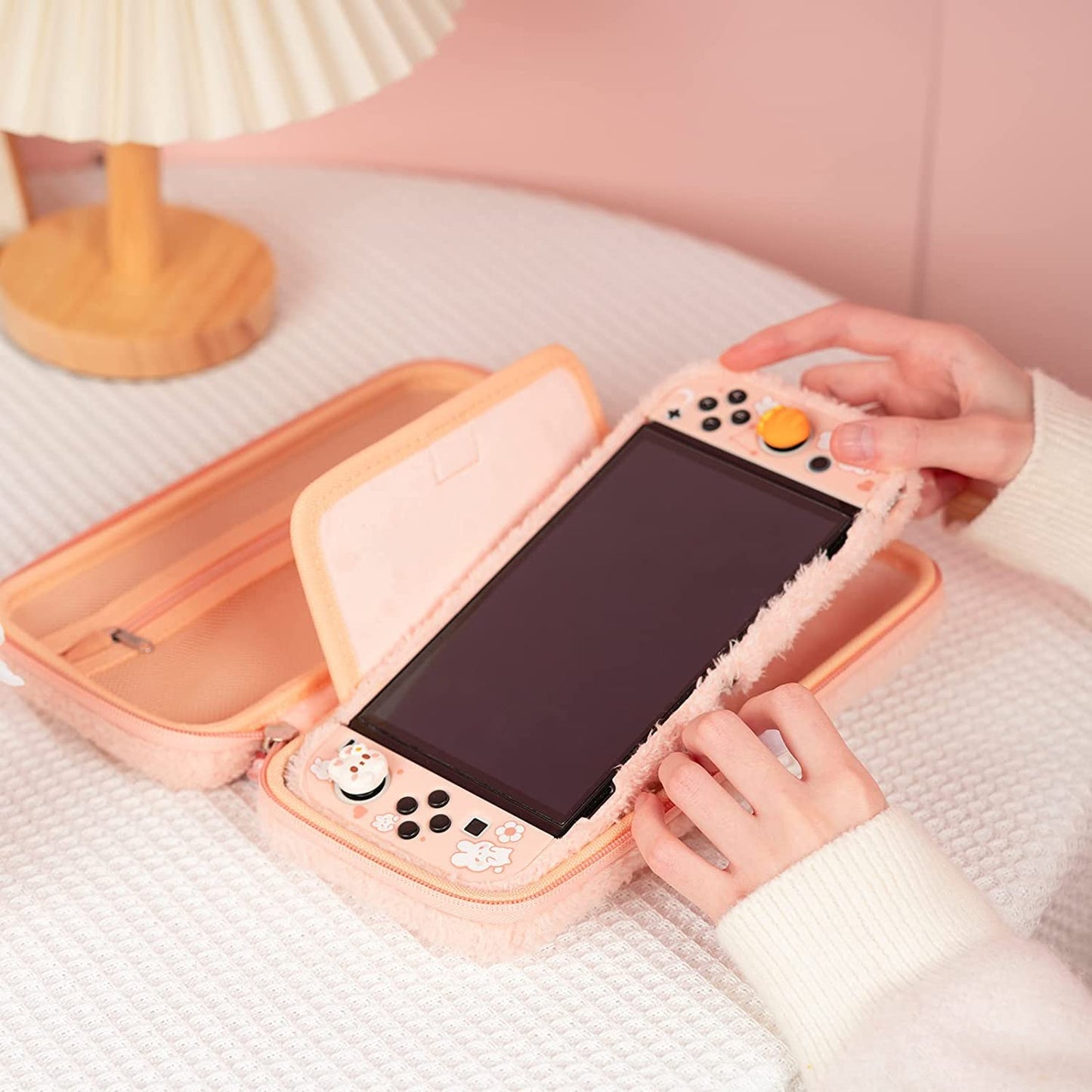 GeekShare Plush Cases Bunny Carry Case for Nintendo Switch & OLED Console NEW