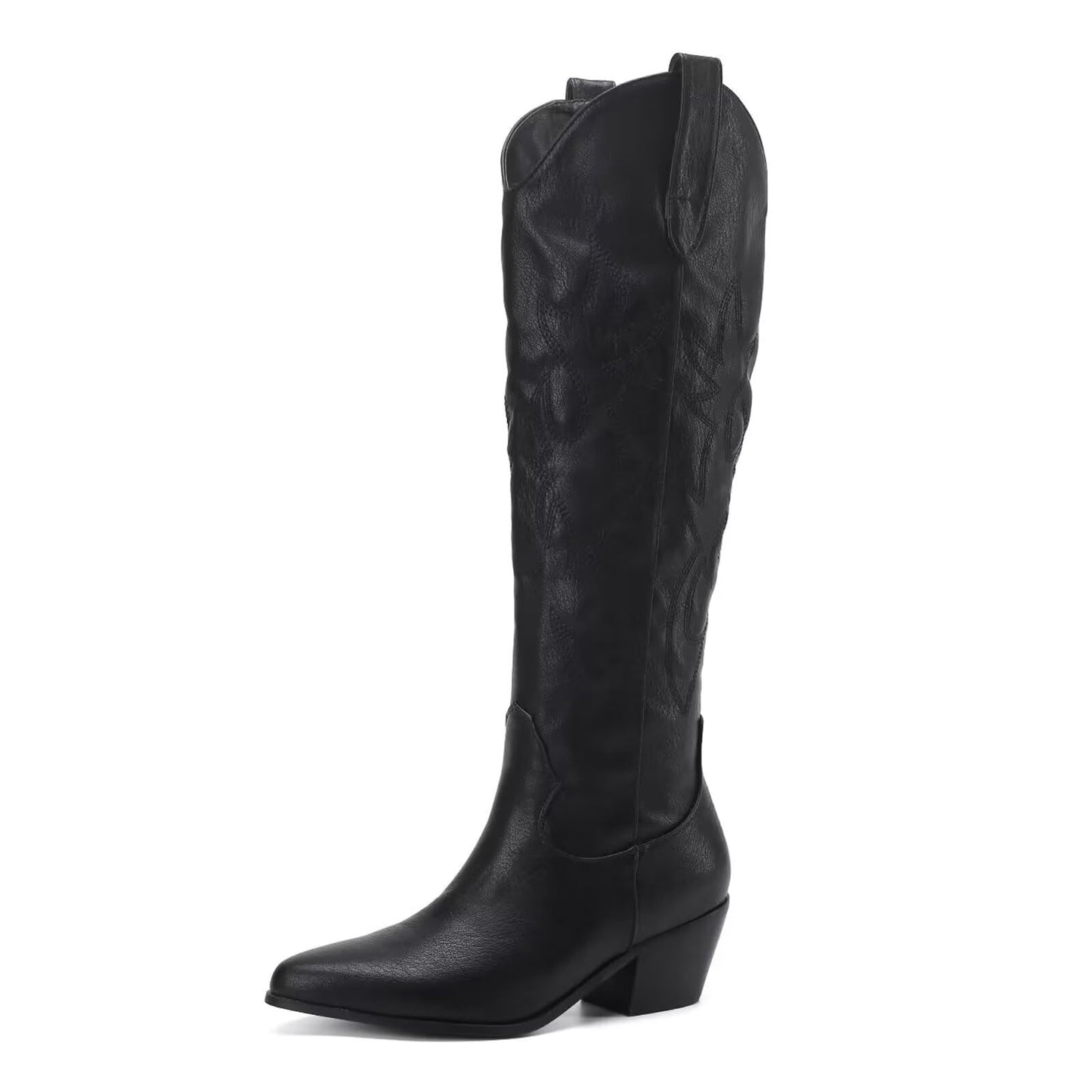 CIERWS Embroidered Western Cowgirl Boots Knee High Black Ladies US 6 NEW