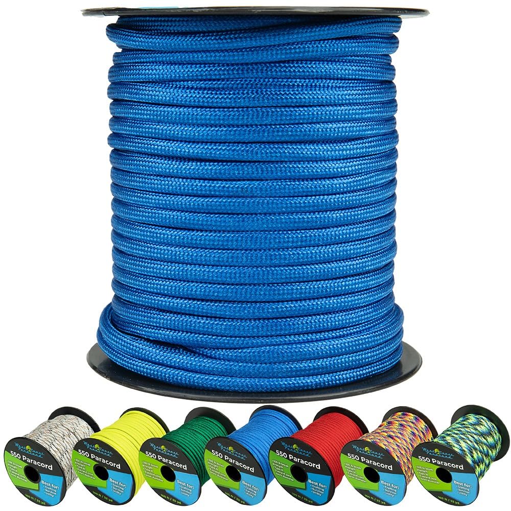 West Coast Ropes Paracord 550lb Tactical Parachute Rope Electric Blue 100ft NEW