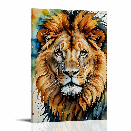 RFEHOP Lion Colourful Framed Poster Canvas Wall Art For Home Decor 20x30" NEW