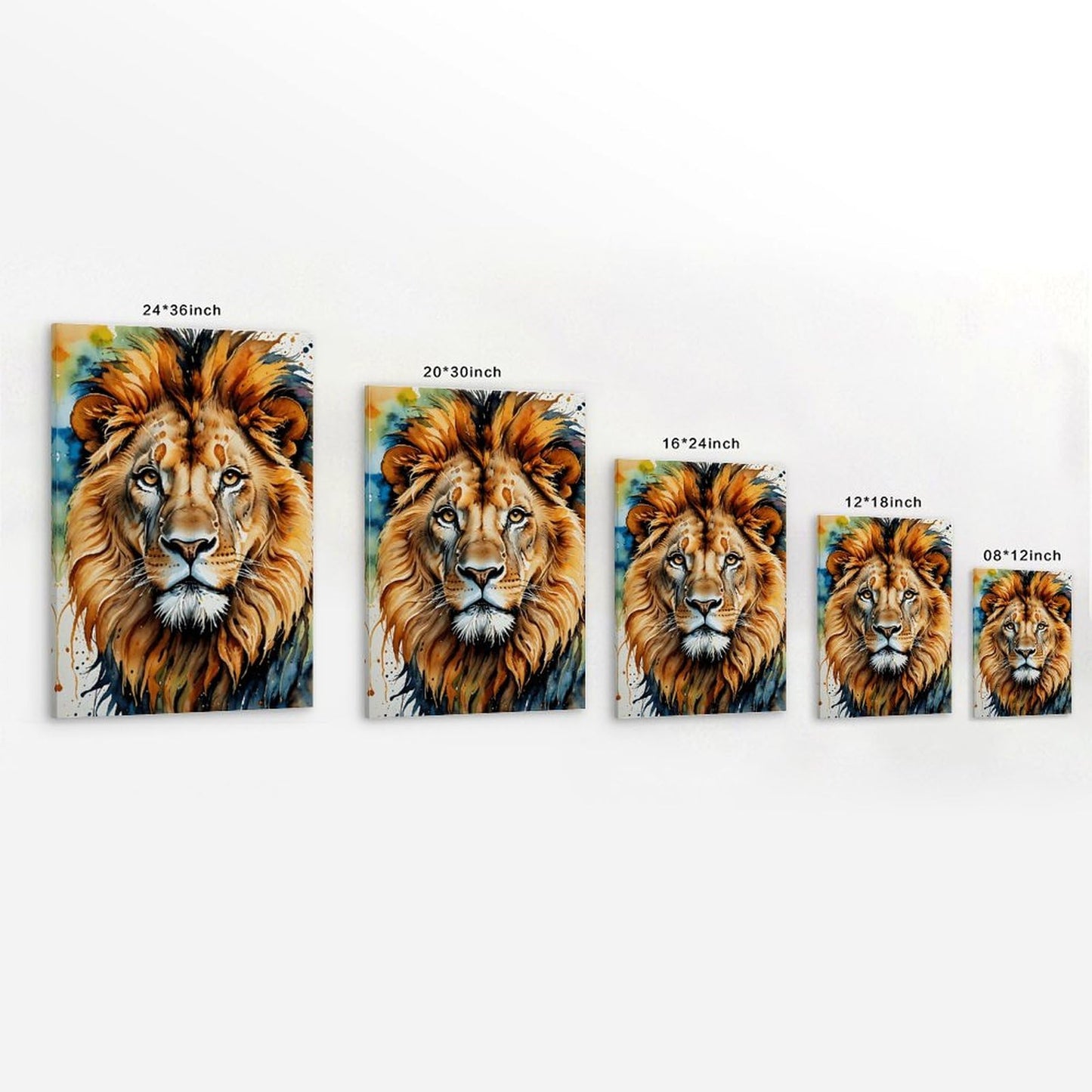 RFEHOP Lion Colourful Framed Poster Canvas Wall Art For Home Decor 20x30" NEW