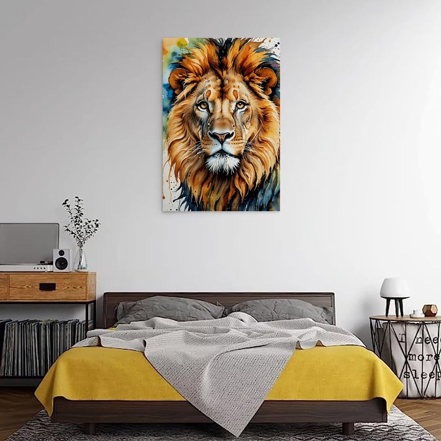 RFEHOP Lion Colourful Framed Poster Canvas Wall Art For Home Decor 20x30" NEW