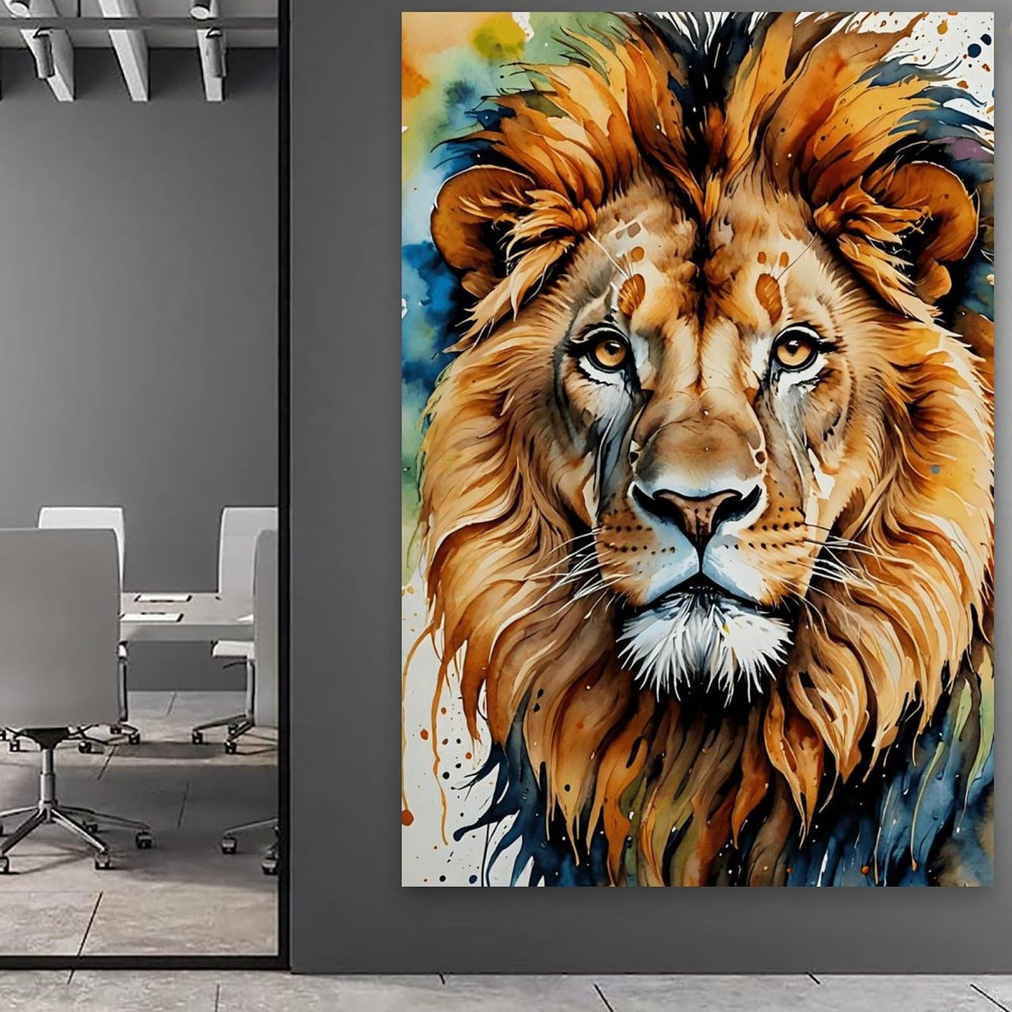 RFEHOP Lion Colourful Framed Poster Canvas Wall Art For Home Decor 20x30" NEW