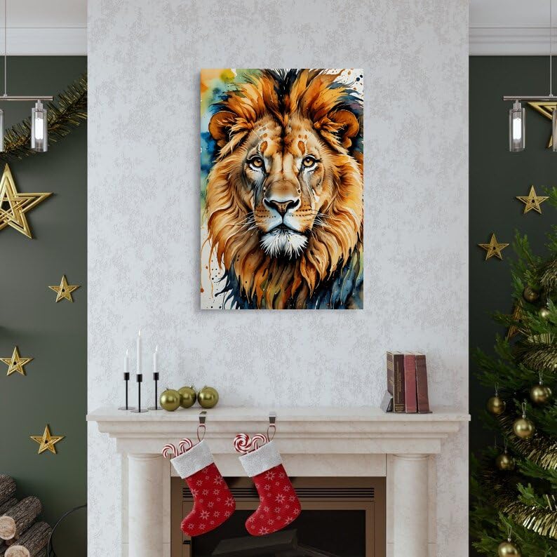 RFEHOP Lion Colourful Framed Poster Canvas Wall Art For Home Decor 20x30" NEW
