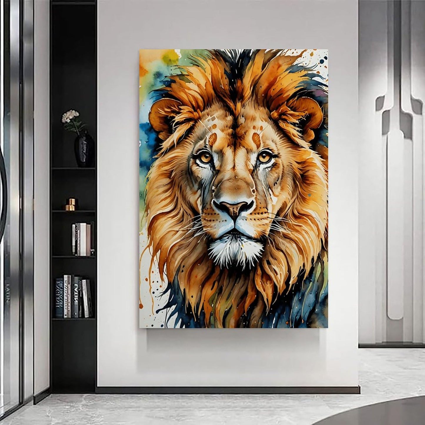 RFEHOP Lion Colourful Framed Poster Canvas Wall Art For Home Decor 20x30" NEW