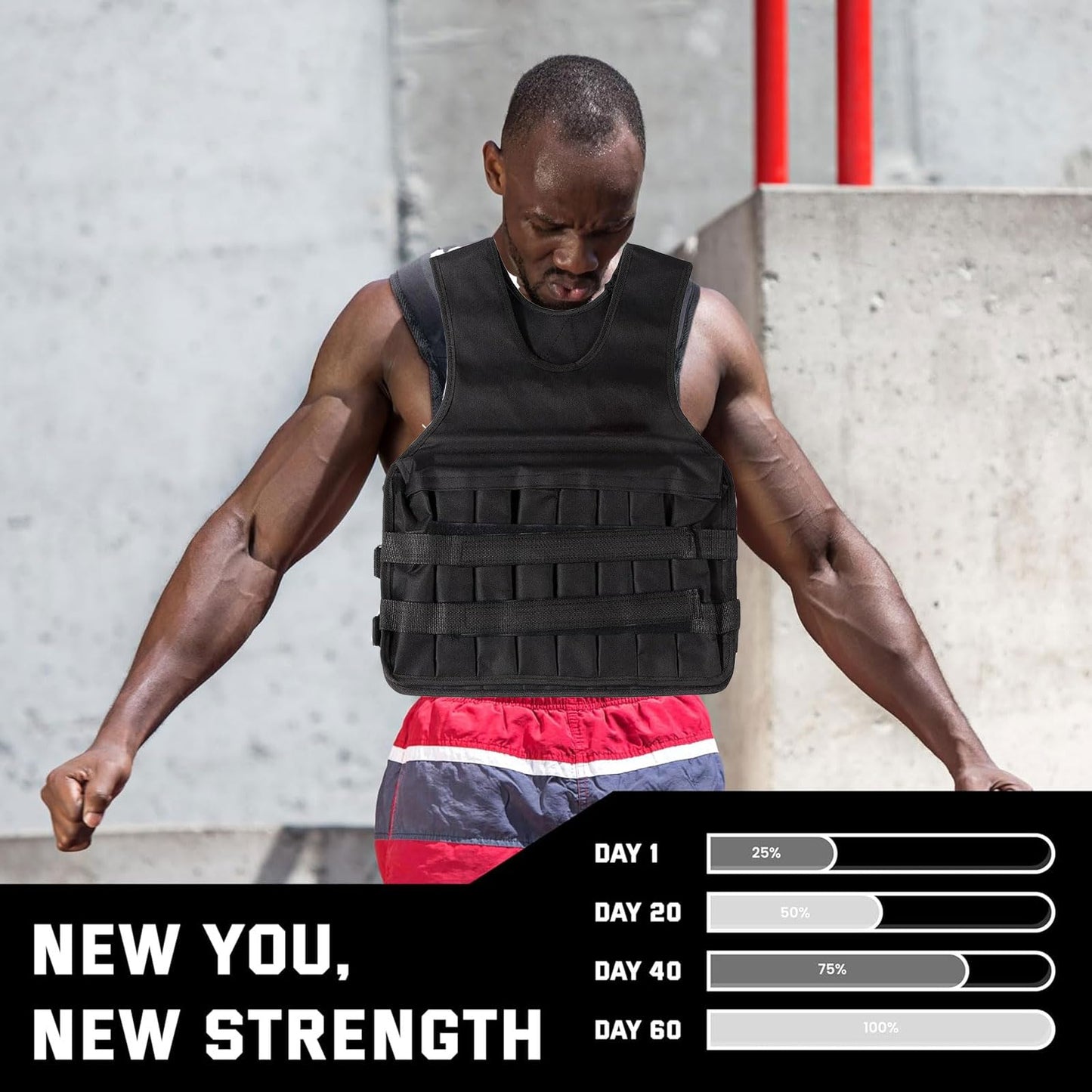 KAPEICamper 8kg Black Weight Vest for Workout Training Fitness Exercise NEW