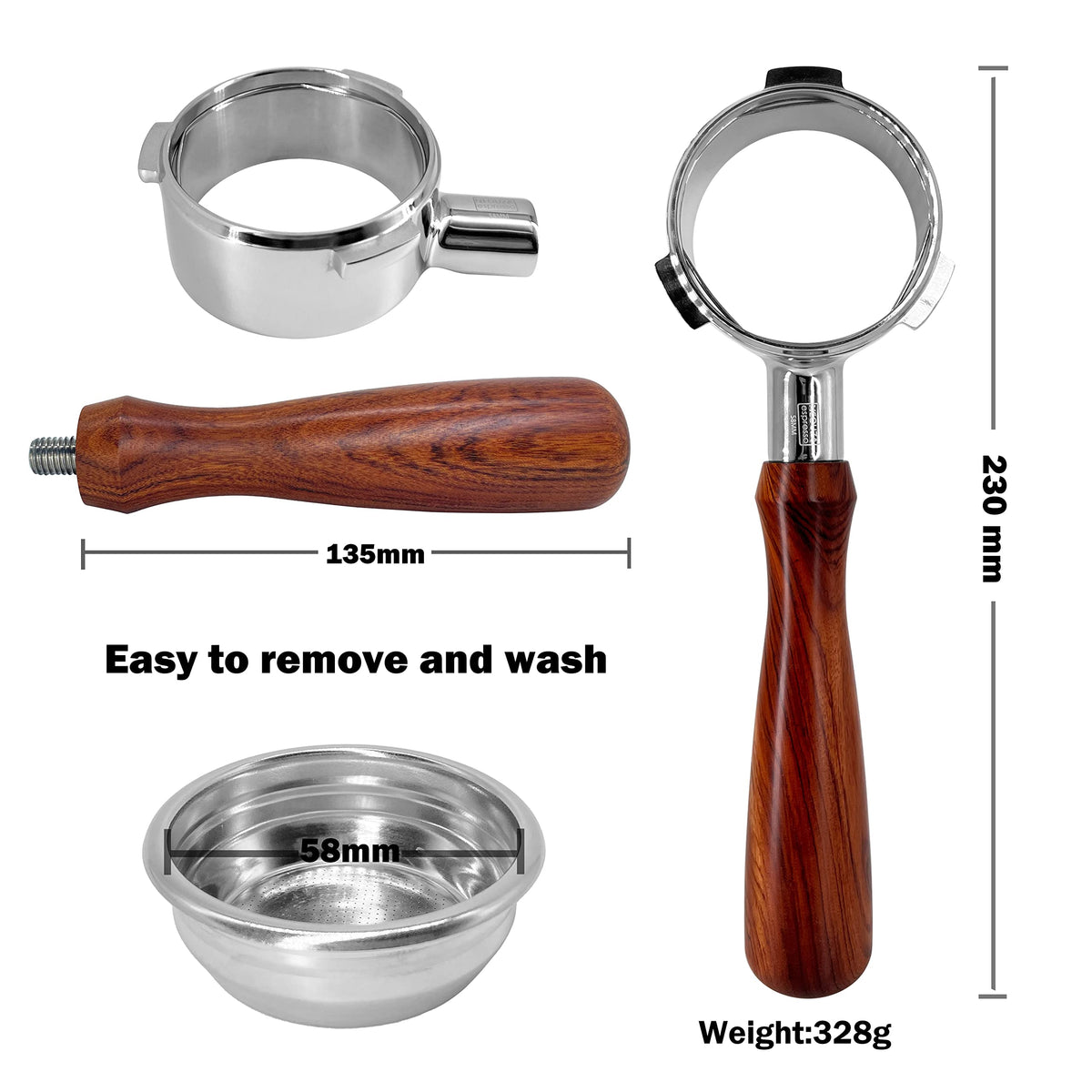 NEOUZA 58mm Bottomless Portafilter with 3 Ears for Espresso Coffee Makers NEW