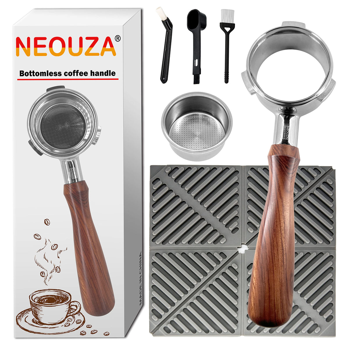 NEOUZA 58mm Bottomless Portafilter with 3 Ears for Espresso Coffee Makers NEW