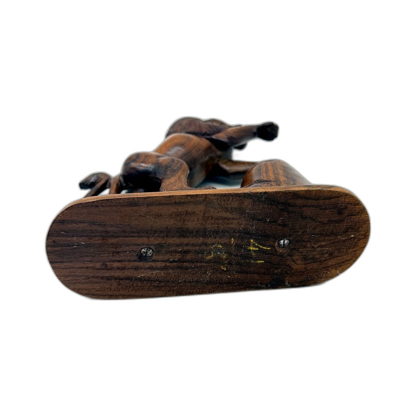 VINTAGE Hand Carved Rustic Brown Wooden Lion Figurine Animal Statue 23cm