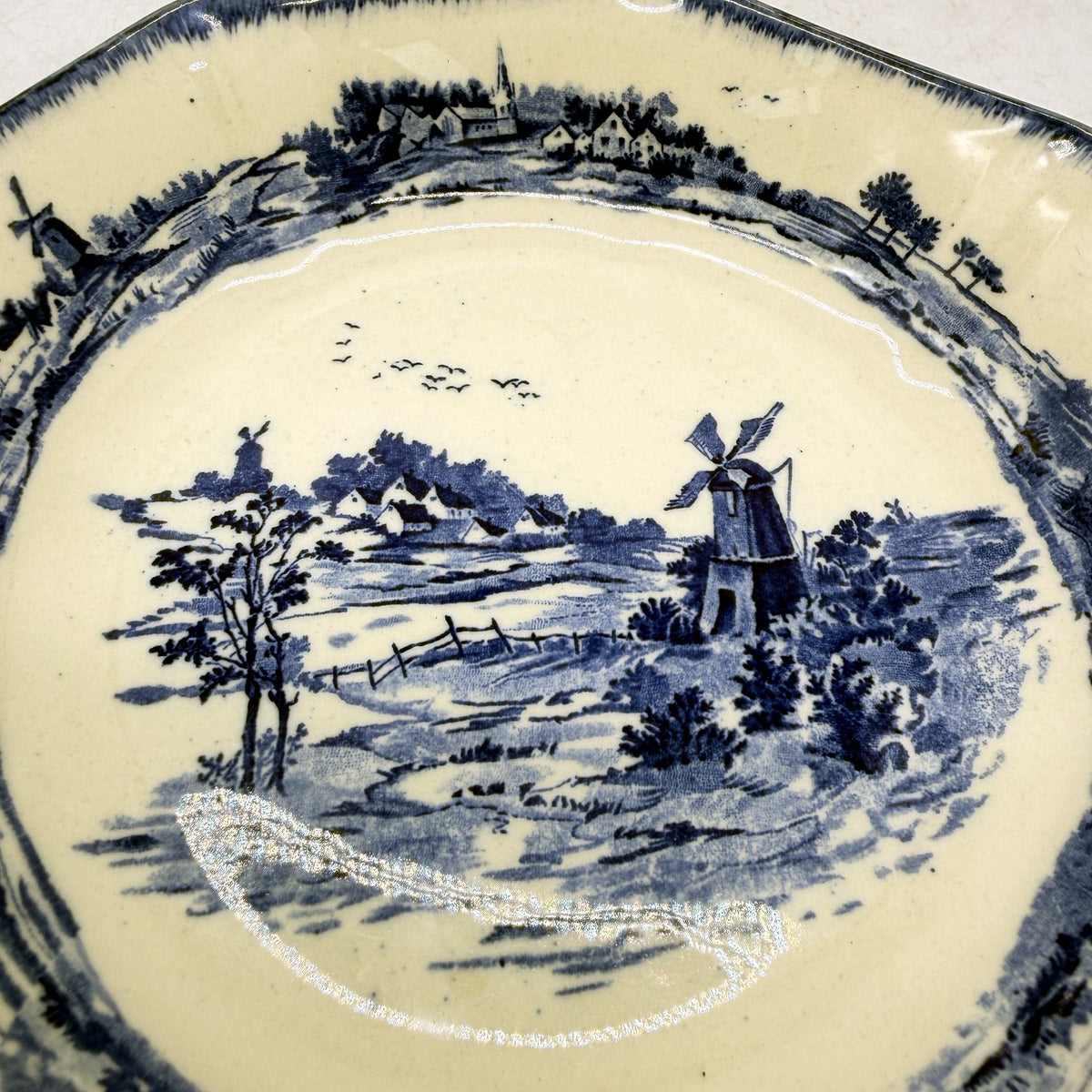 VINTAGE Royal Doulton Norfolk Decorative Ceramic Plate Blue and White Landscape
