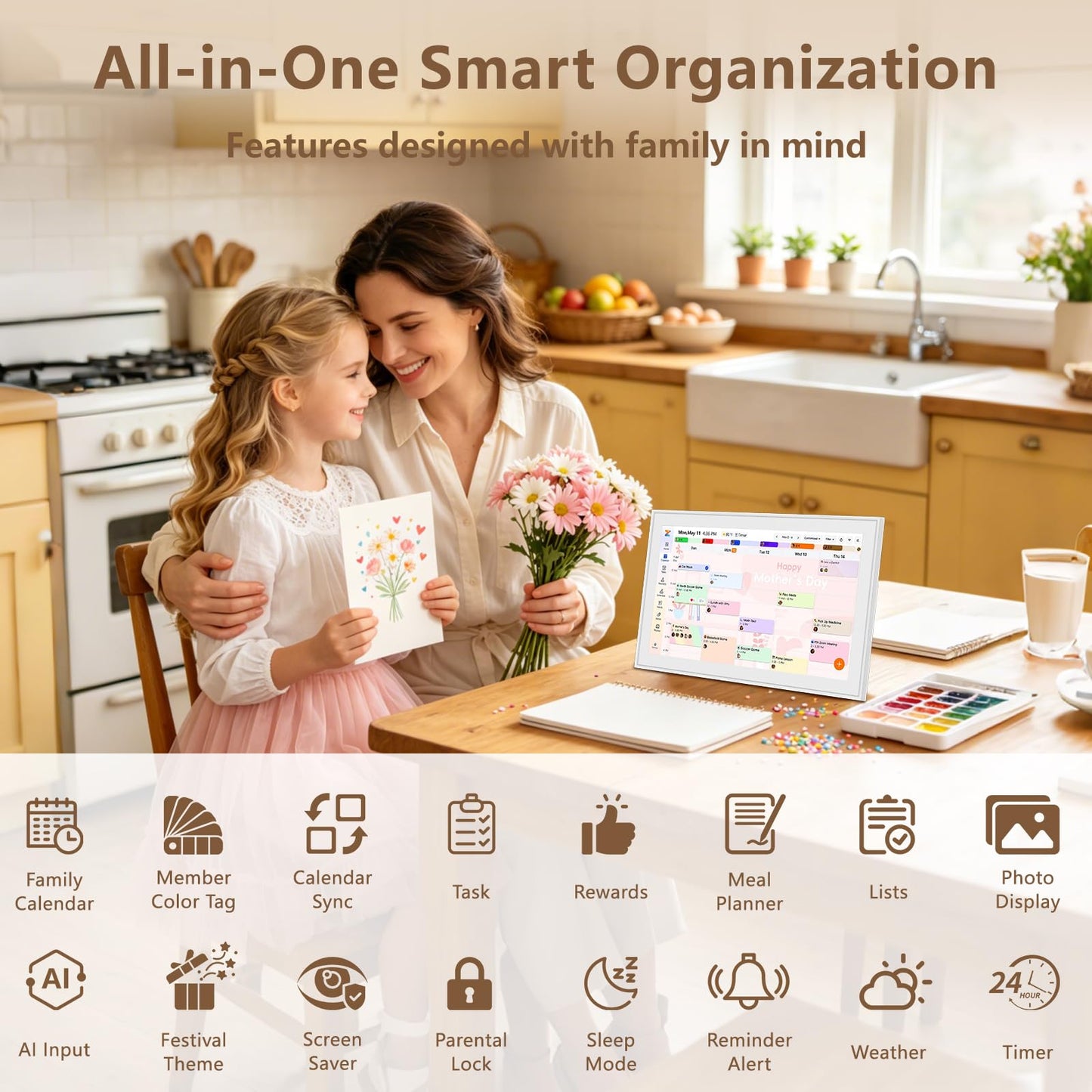 Kisfam 10.1 Inch Digital Wall Calendar with 1080P Full HD Touchscreen DEMO