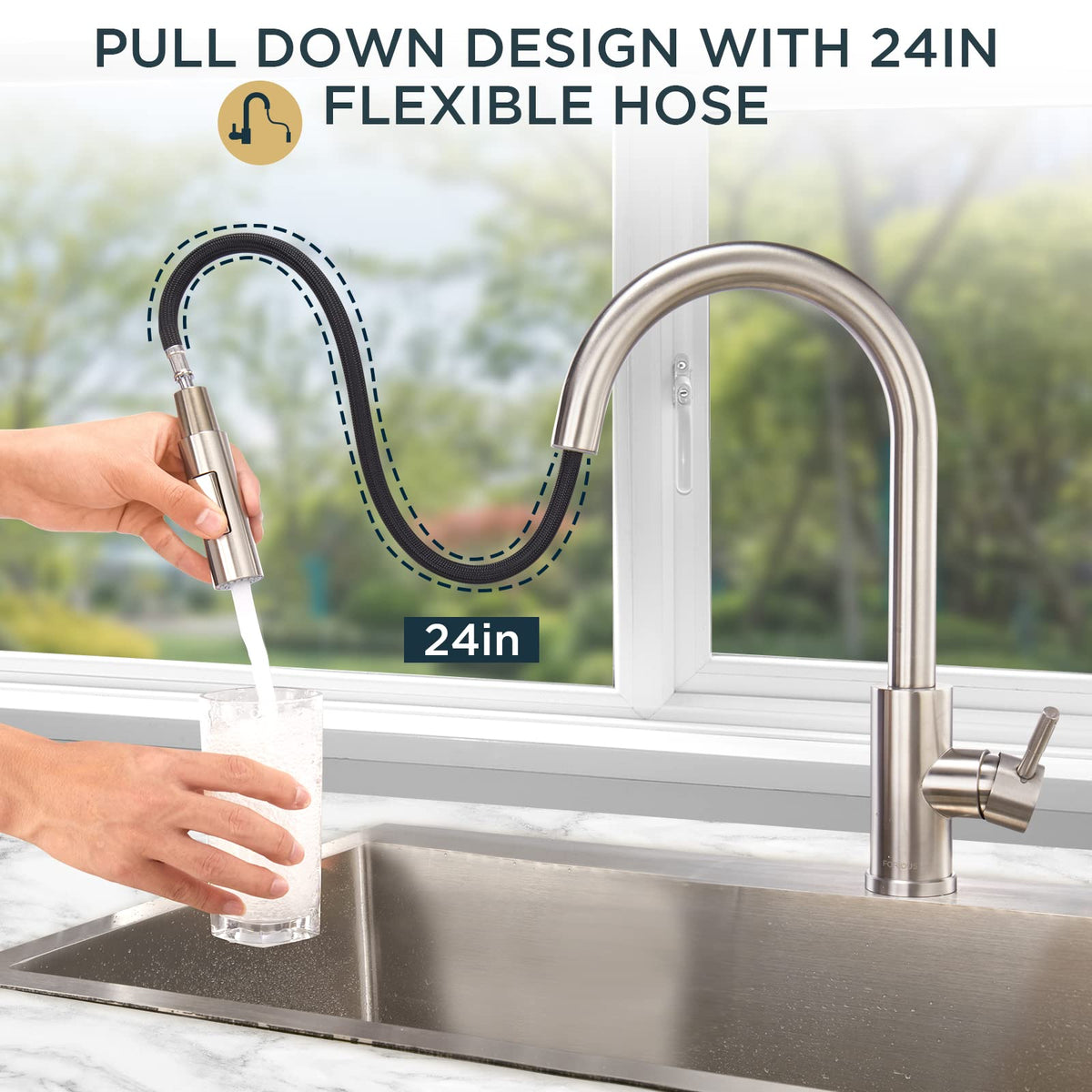 FORIOUS Stainless Steel Touch On Kitchen Sink Faucet, 360° Swivel Mixer Tap DEMO