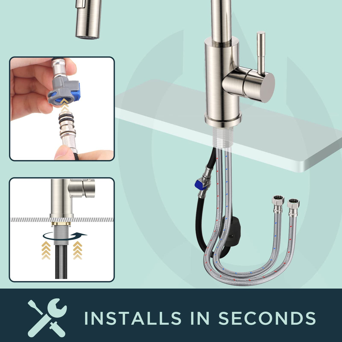 FORIOUS Stainless Steel Touch On Kitchen Sink Faucet, 360° Swivel Mixer Tap DEMO