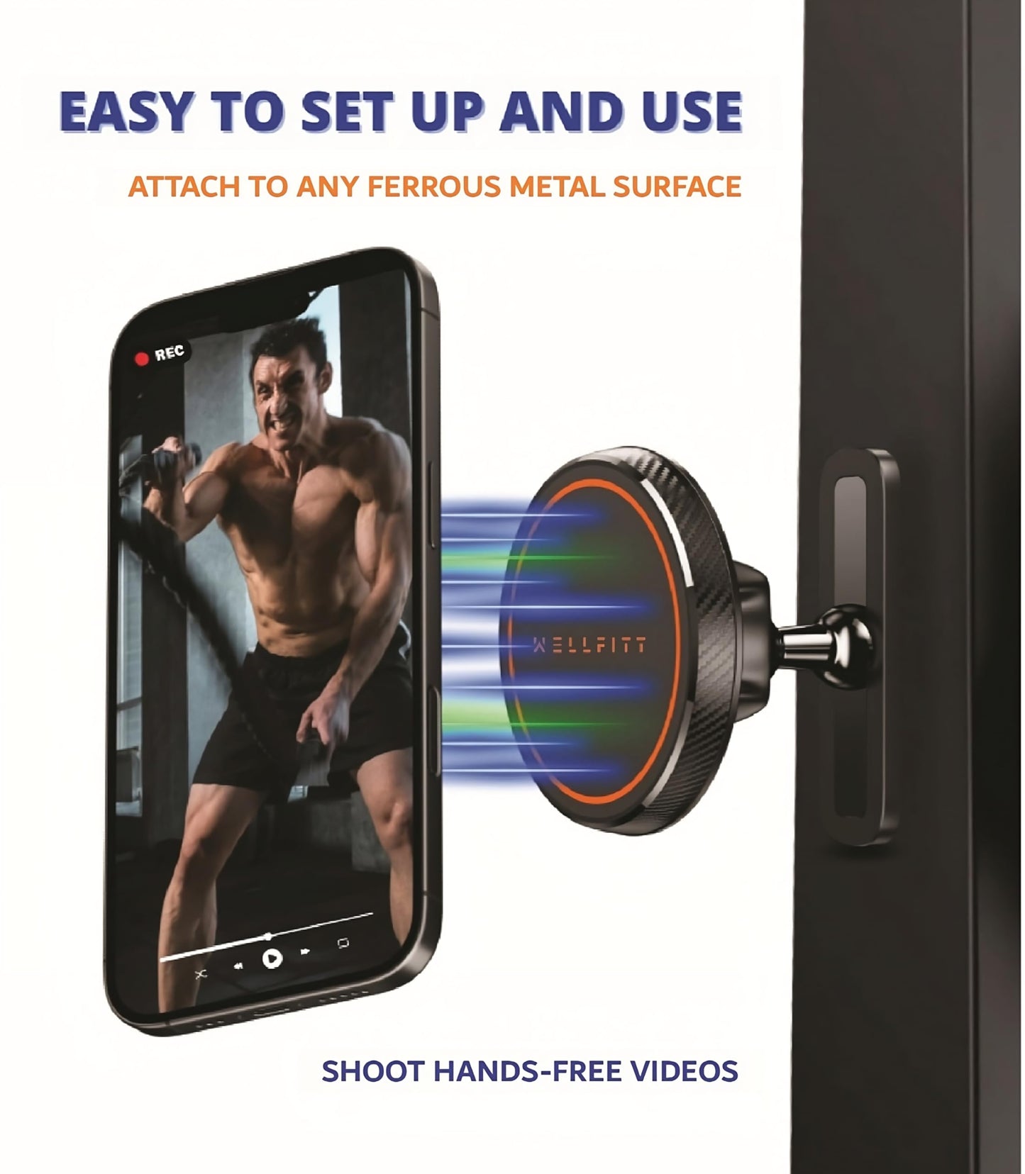 Magnetic Phone Grips Grip Holder Attaches to Metal Surfaces - Black DEMO