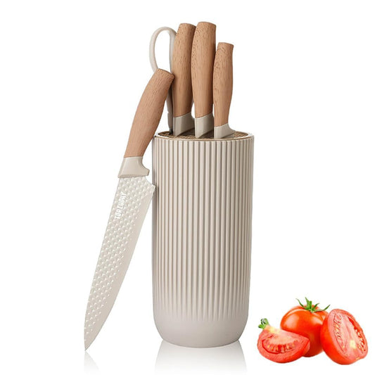 Anfower 6-Piece Block Sets Khaki Professional Knife Set for Chef Super NEW