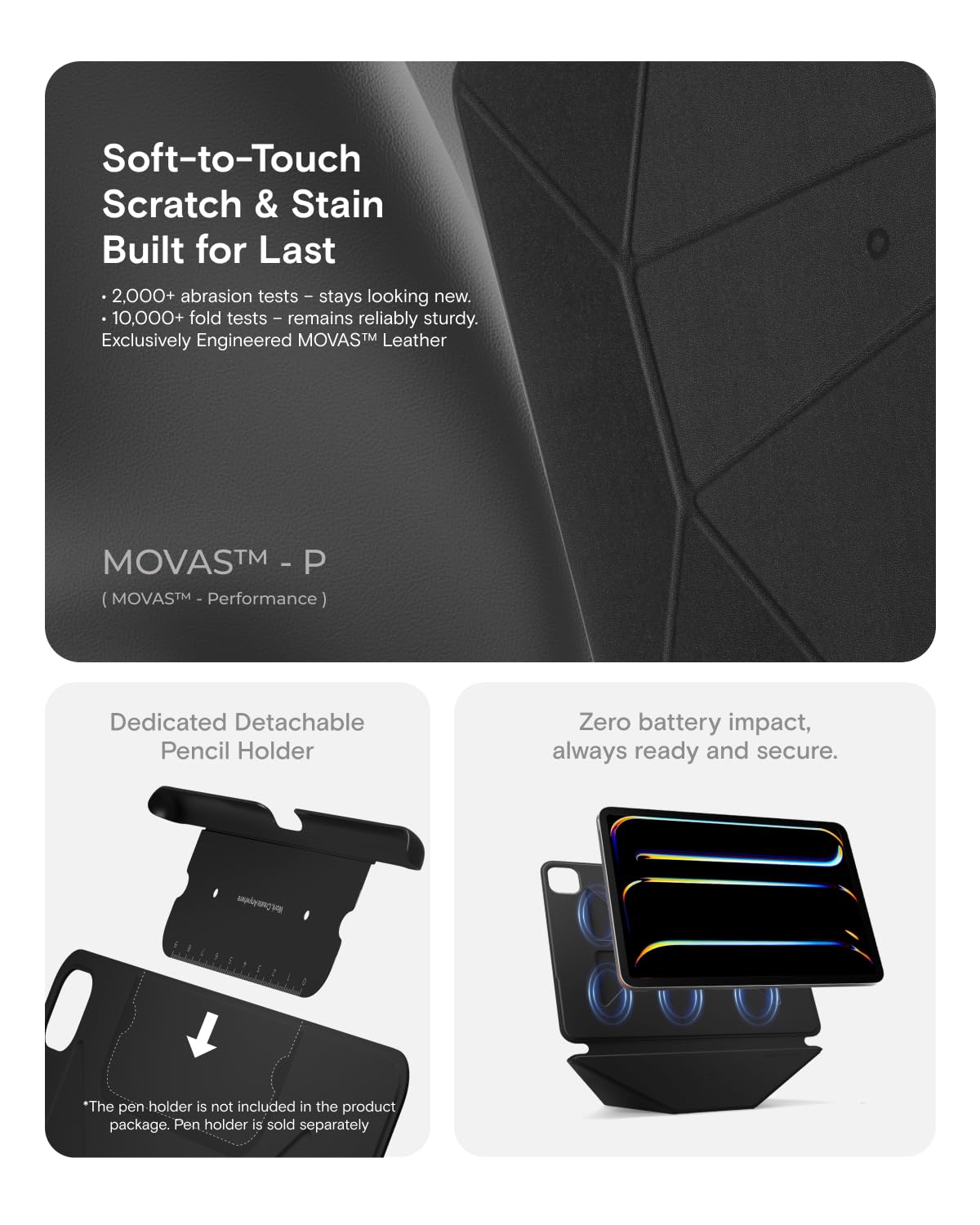 MOFT Dynamic Cases Folio Case for iPad Pro 12.9" Jet Black - Slim NEW