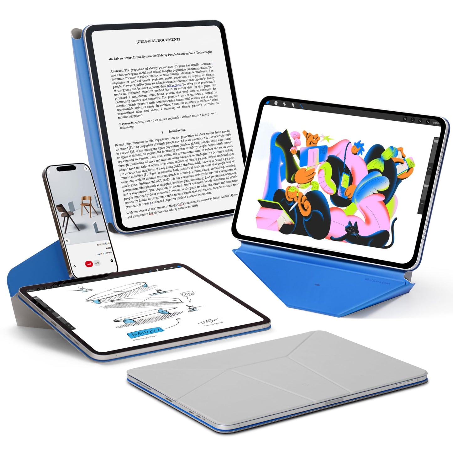 MOFT Dynamic Cases Folio Case for iPad Air 11-inch, Cement x Sapphire NEW