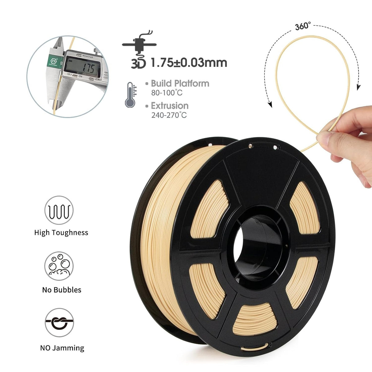 iSANMATE ASA 1.75 Filament Beige UV & Weather Resistant 3D Printing Supplies NEW