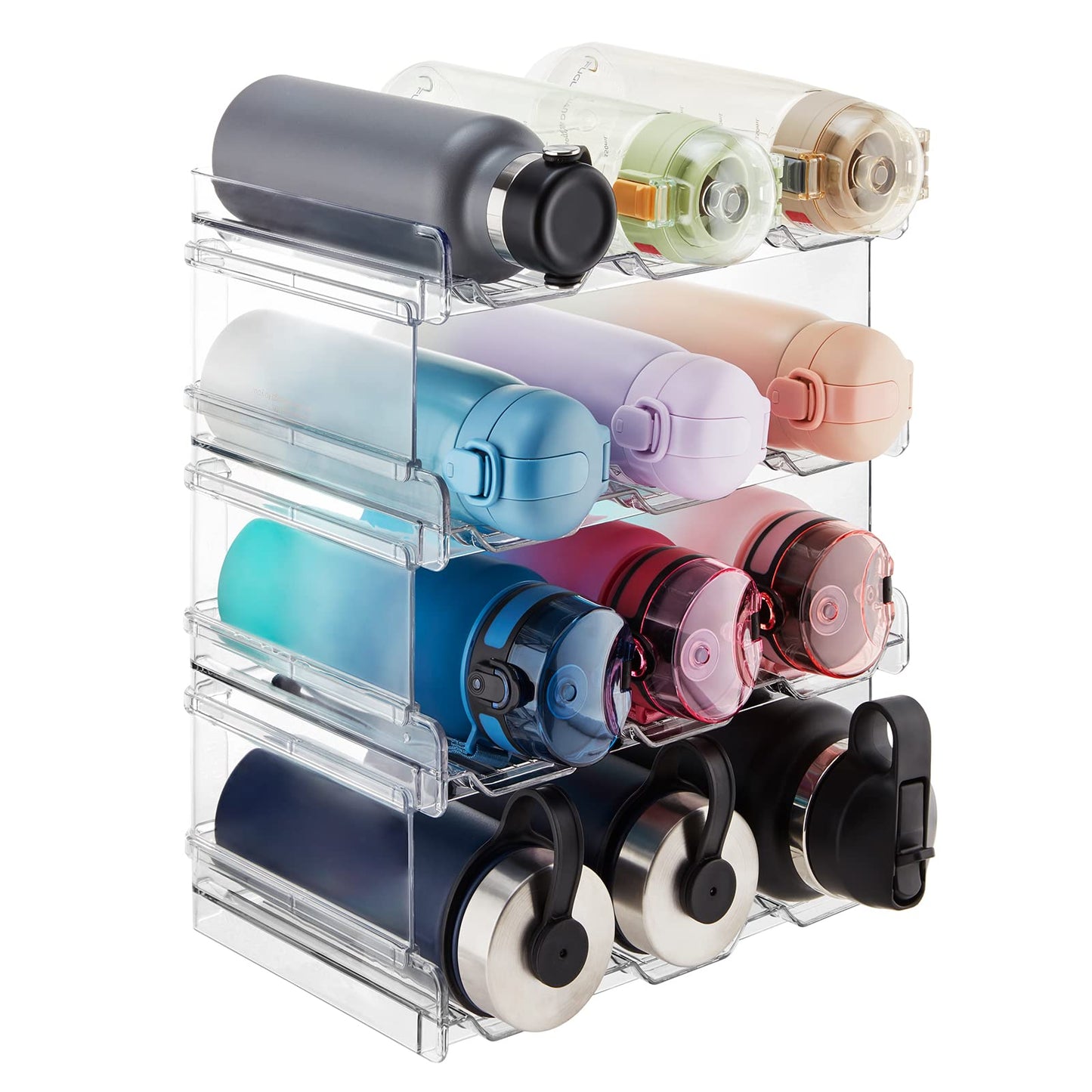 Lifewit 4-Tier Stackable Water Bottle Organizer Plastic Kitchen Storage NEW