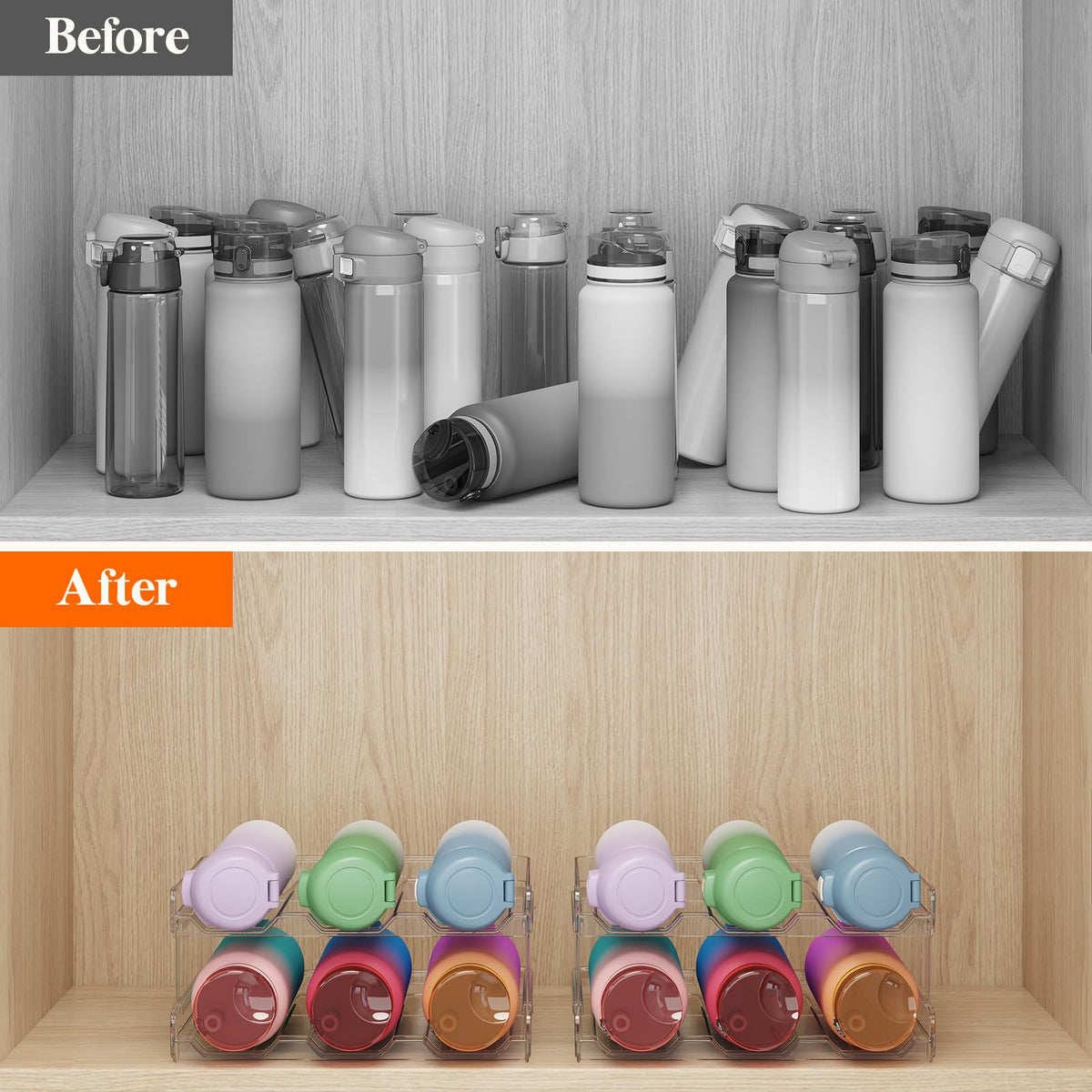Lifewit 4-Tier Stackable Water Bottle Organizer Plastic Kitchen Storage NEW