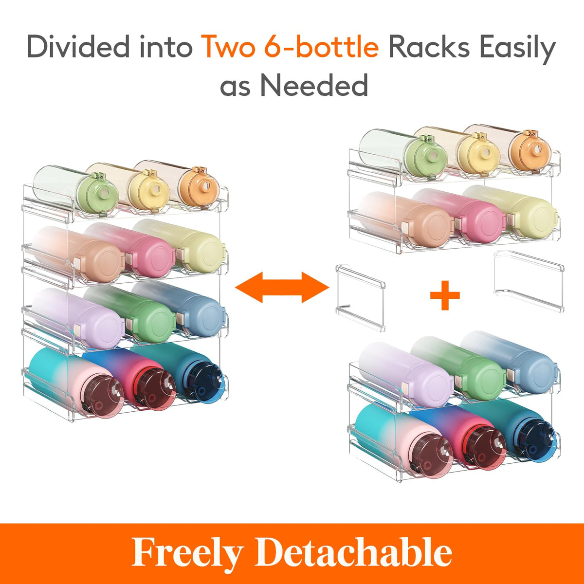 Lifewit 4-Tier Stackable Water Bottle Organizer Plastic Kitchen Storage NEW