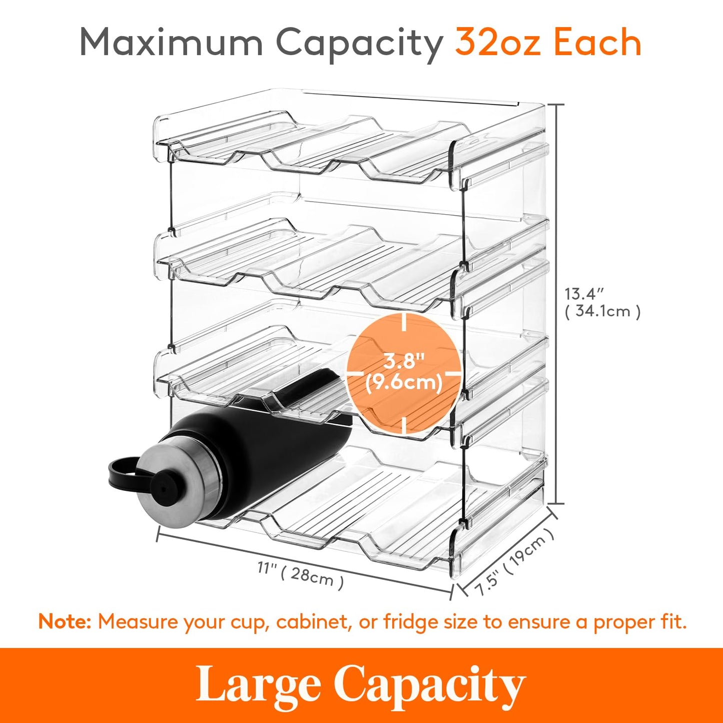 Lifewit 4-Tier Stackable Water Bottle Organizer Plastic Kitchen Storage NEW