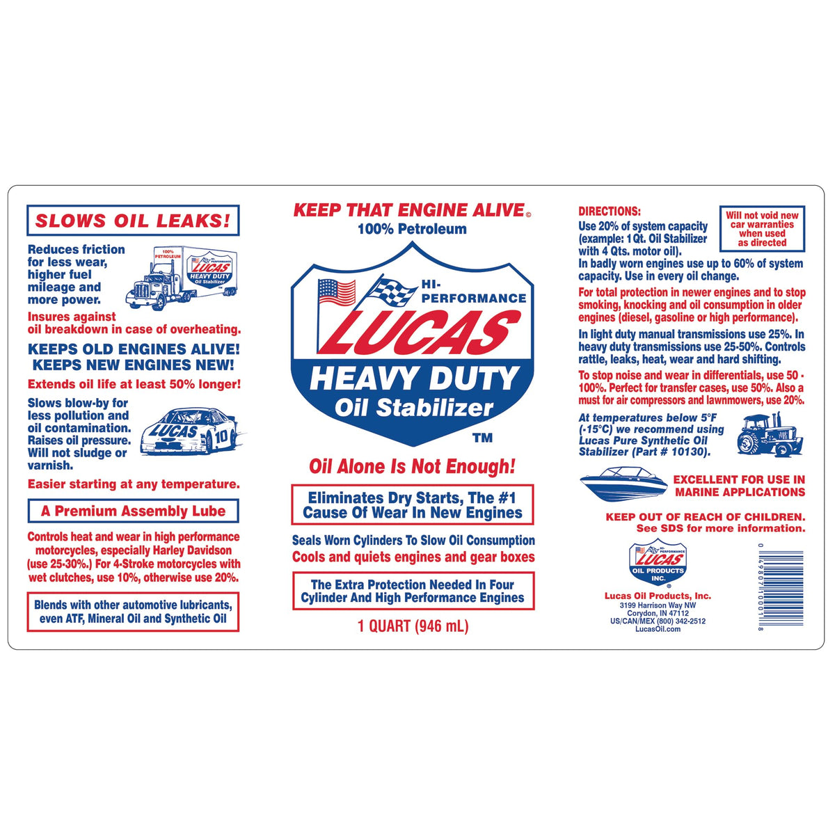 Lucas Oil Heavy Duty Stabilizer, 32 oz, Pack of 12 - Extend Engine Life NEW