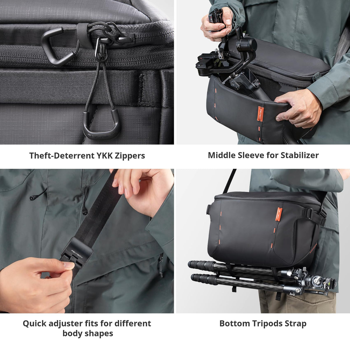 PGYTECH OneMo Waterproof Crossbody Camera Shoulder Bag 7L-9L, Black NEW