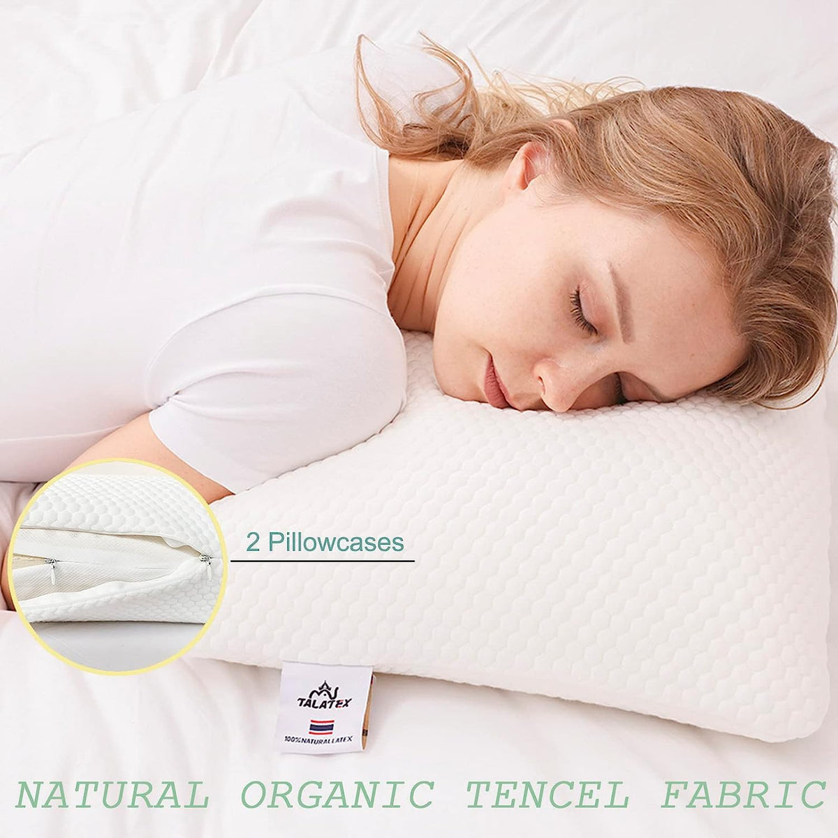 Talatex Premium Standard Pillow Natural Latex Firm Pillow Back & Side Sleep NEW