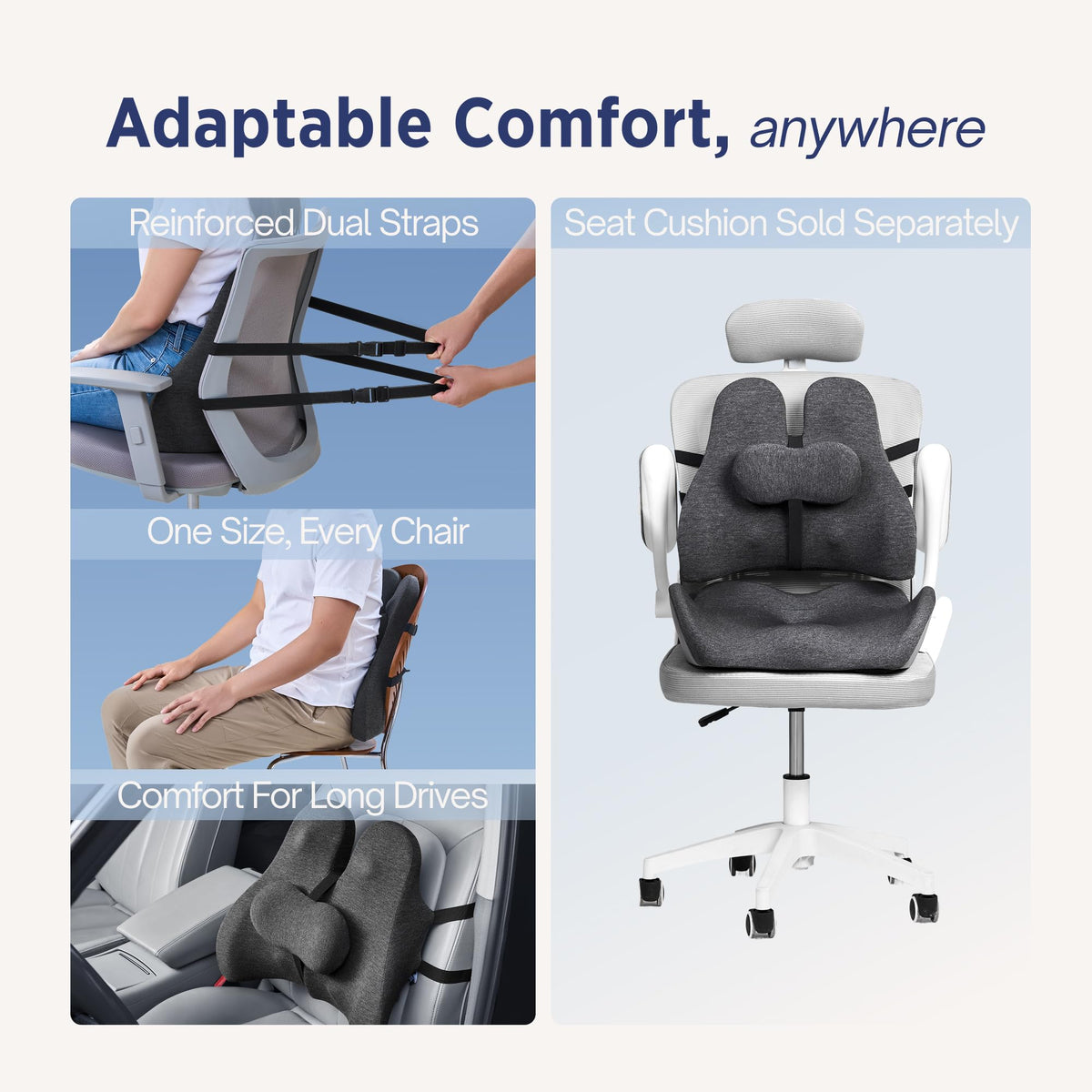 Align Labs Ergonomic Lumbar Support Pillow Cushion, Charcoal, Standard Size DEMO