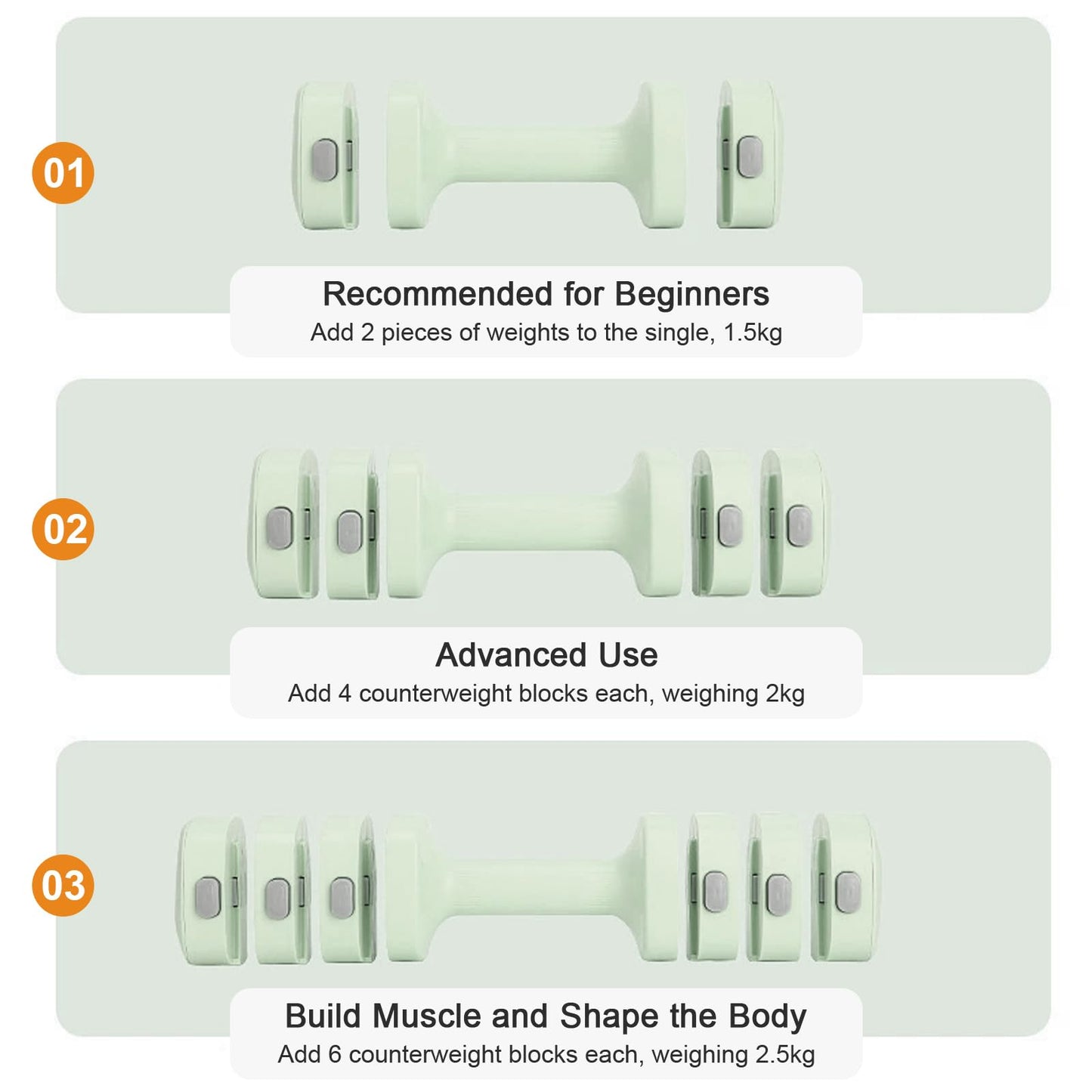 Aucbyao Adjustable Dumbbells Dumbbell Set 4-in-1 Free Weights Fitness NEW