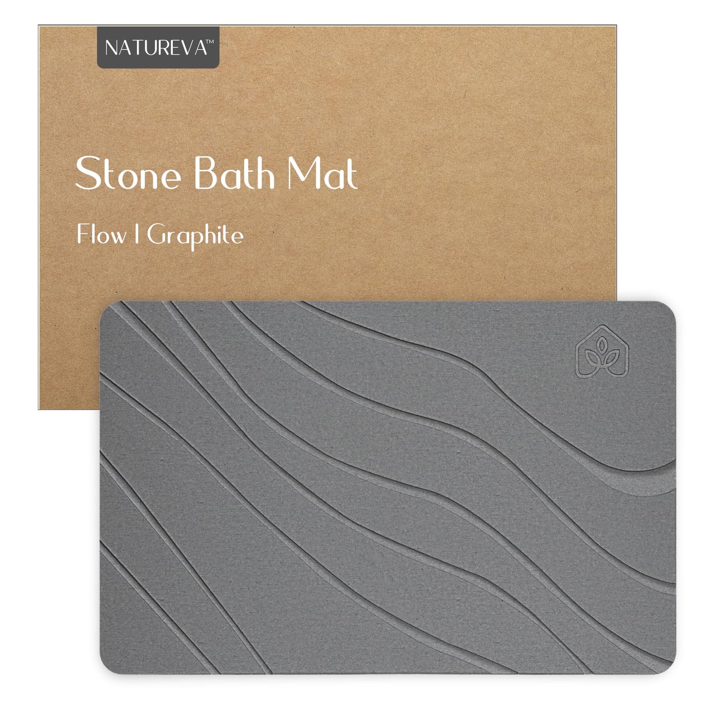 Natureva Flow - Graphite Diatomite Bath Mat Absorbent Quick Dry Non-Slip NEW