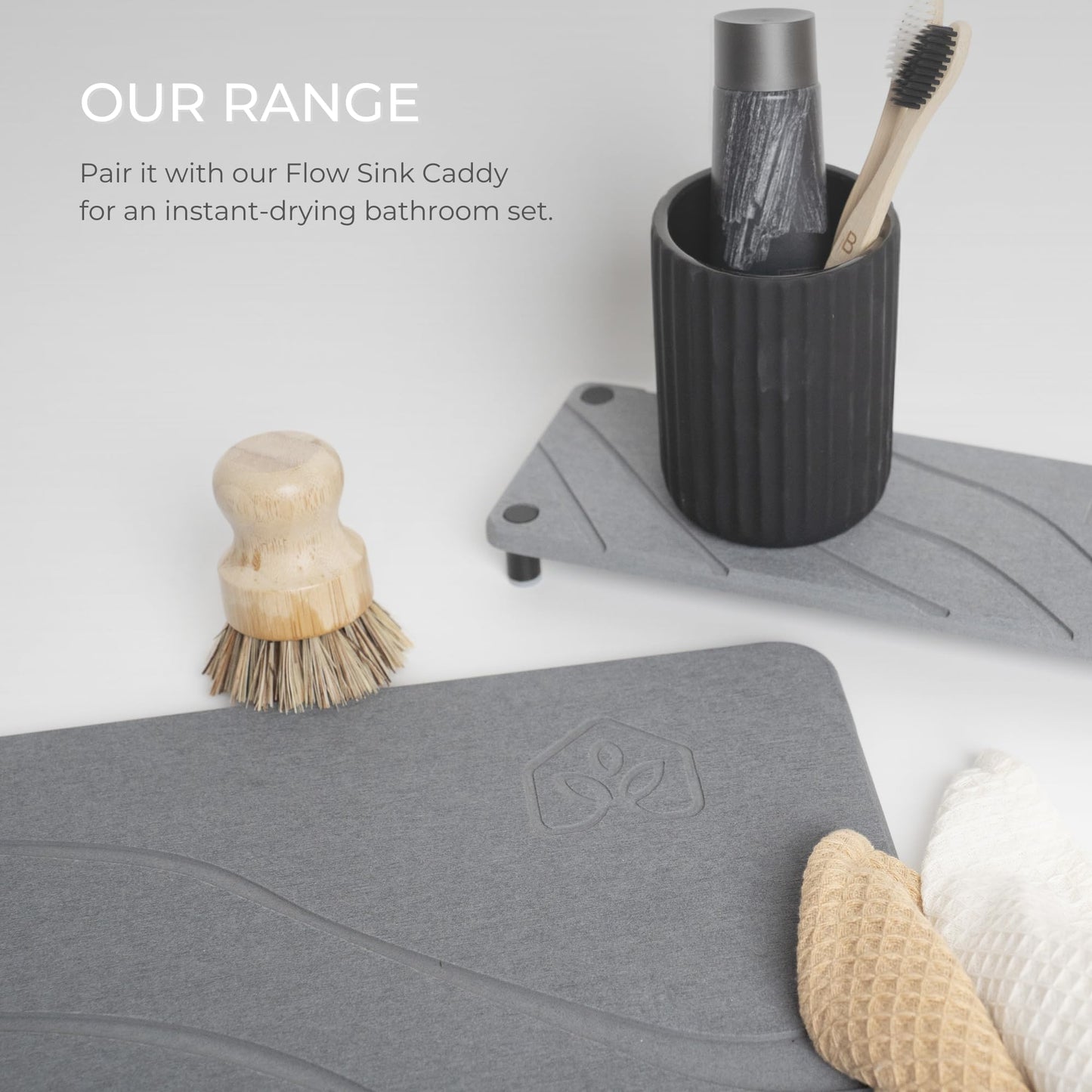 Natureva Flow - Graphite Diatomite Bath Mat Absorbent Quick Dry Non-Slip NEW