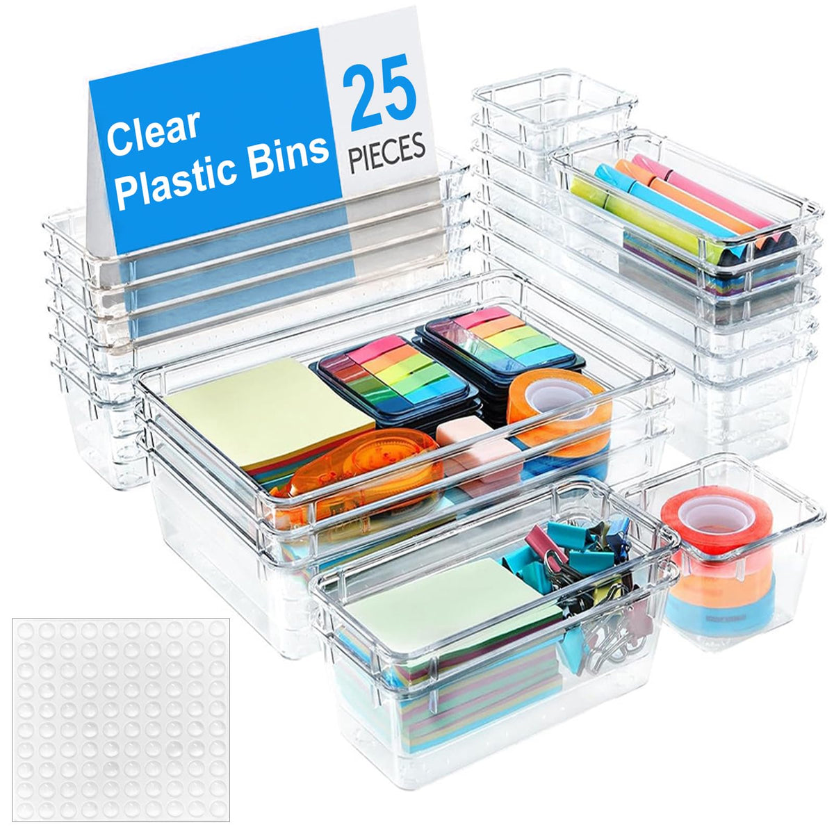 BZLMEAL 25-Piece Clear Acrylic Makeup Organizer Display Case Set for Vanity NEW