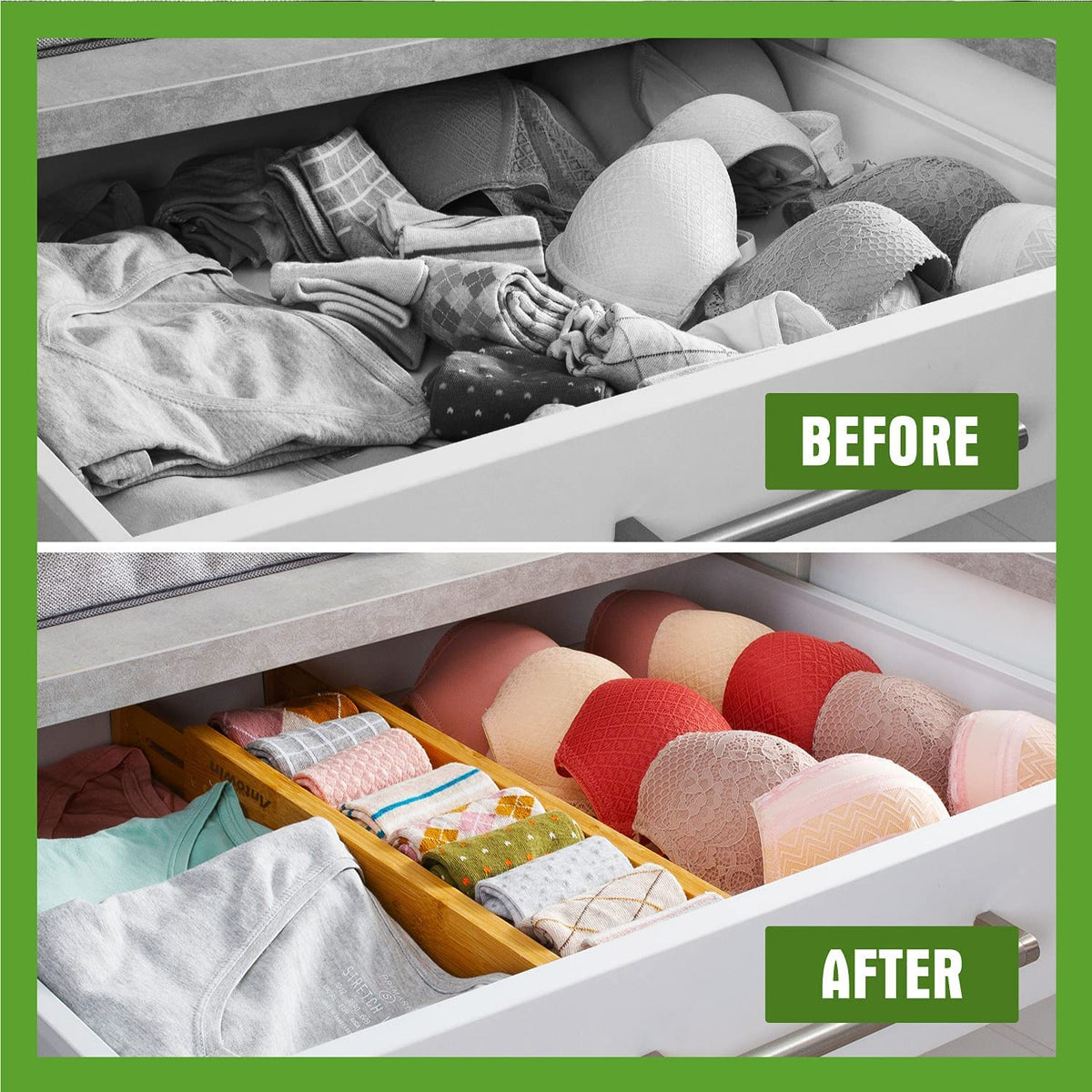 ANTOWIN Expandable Bamboo Drawer Dividers Organizers Kitchen Storage NEW
