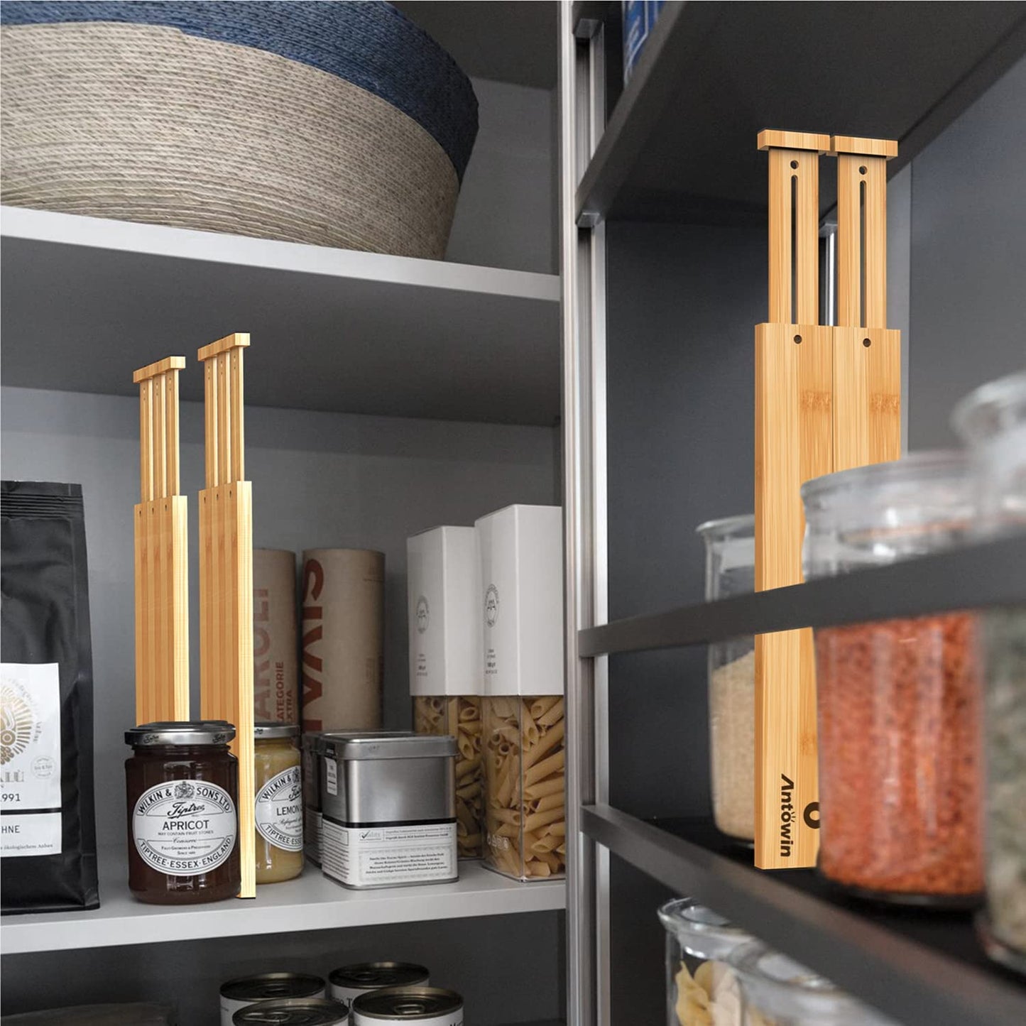 ANTOWIN Expandable Bamboo Drawer Dividers Organizers Kitchen Storage NEW