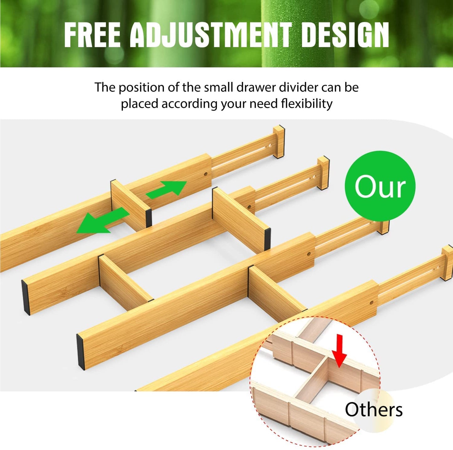 ANTOWIN Expandable Bamboo Drawer Dividers Organizers Kitchen Storage NEW