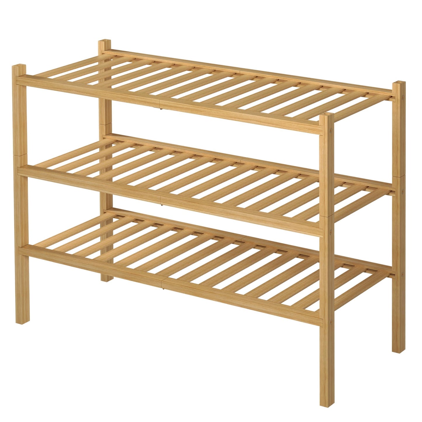 D&D EVA 3 Tier Bamboo Free Standing Shoe Rack Storage Organizer for Home DEMO