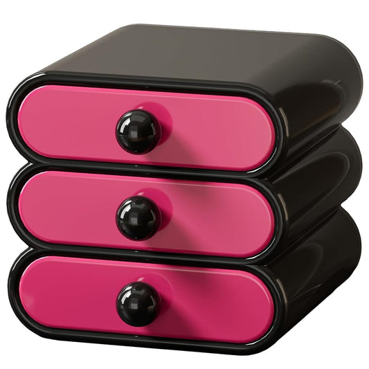 TOMVAES 3-Tier Drawer Makeup Display Case Desktop Storage Organizer Pink NEW