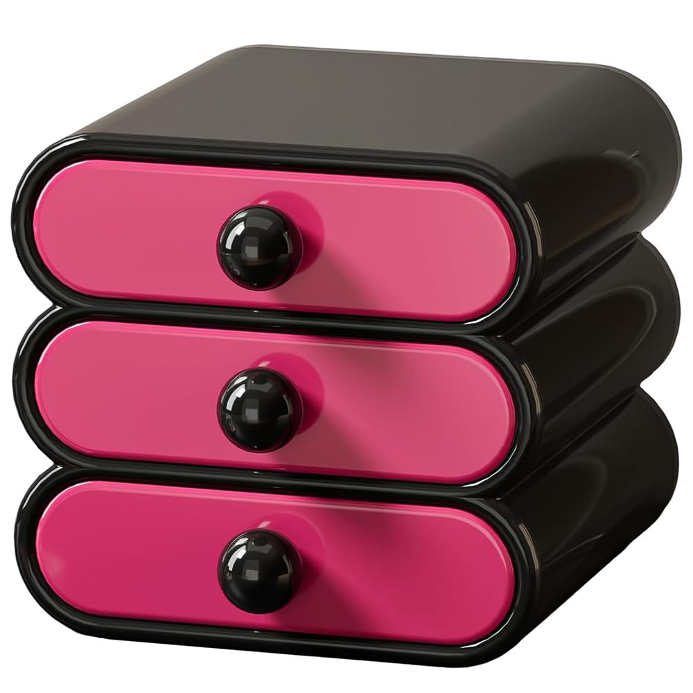 TOMVAES 3-Tier Drawer Makeup Display Case Desktop Storage Drawers Pink DEMO