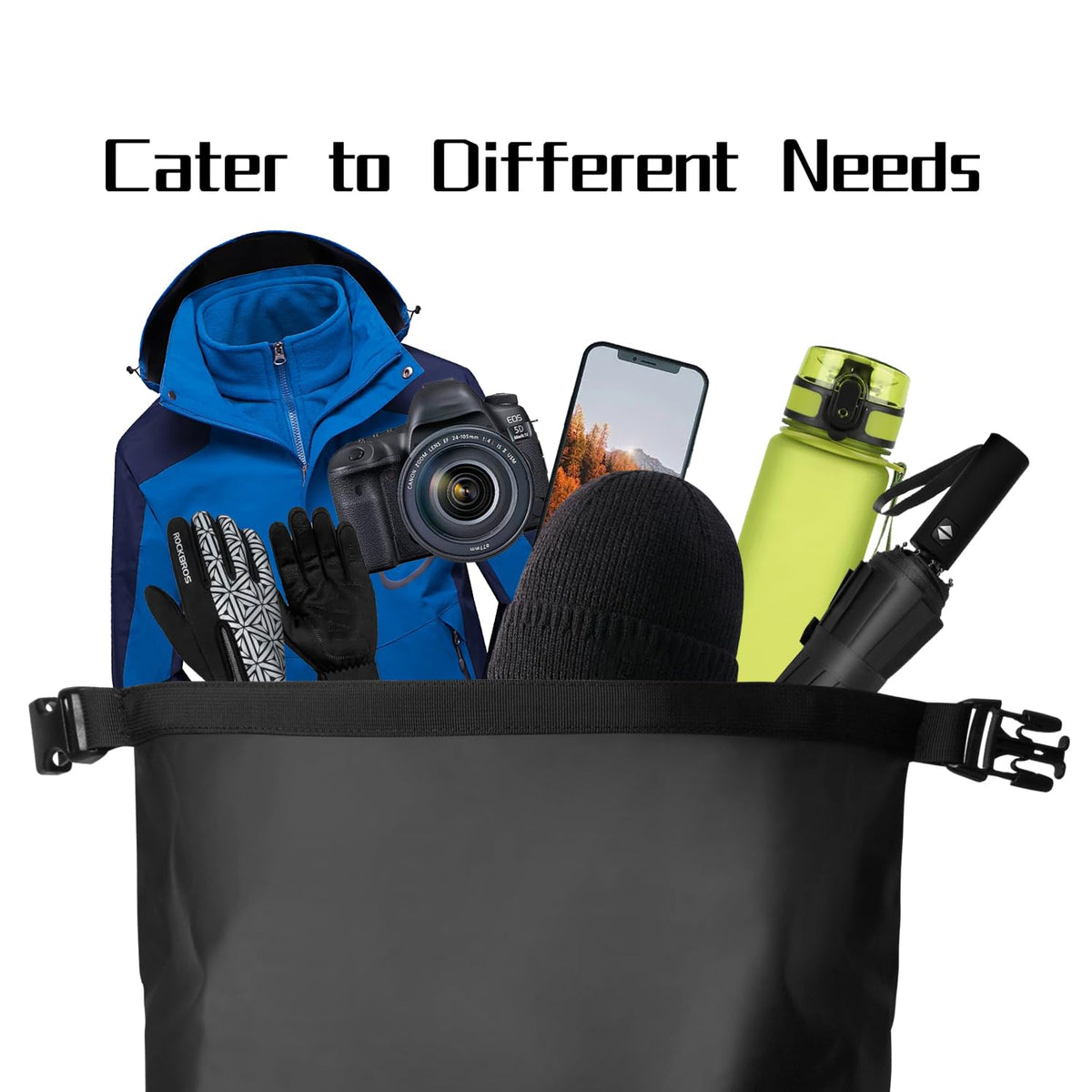 AFISHTOUR 35L Dry Bags Waterproof Floating Dry Bag Backpack, Roll-Top, Black NEW