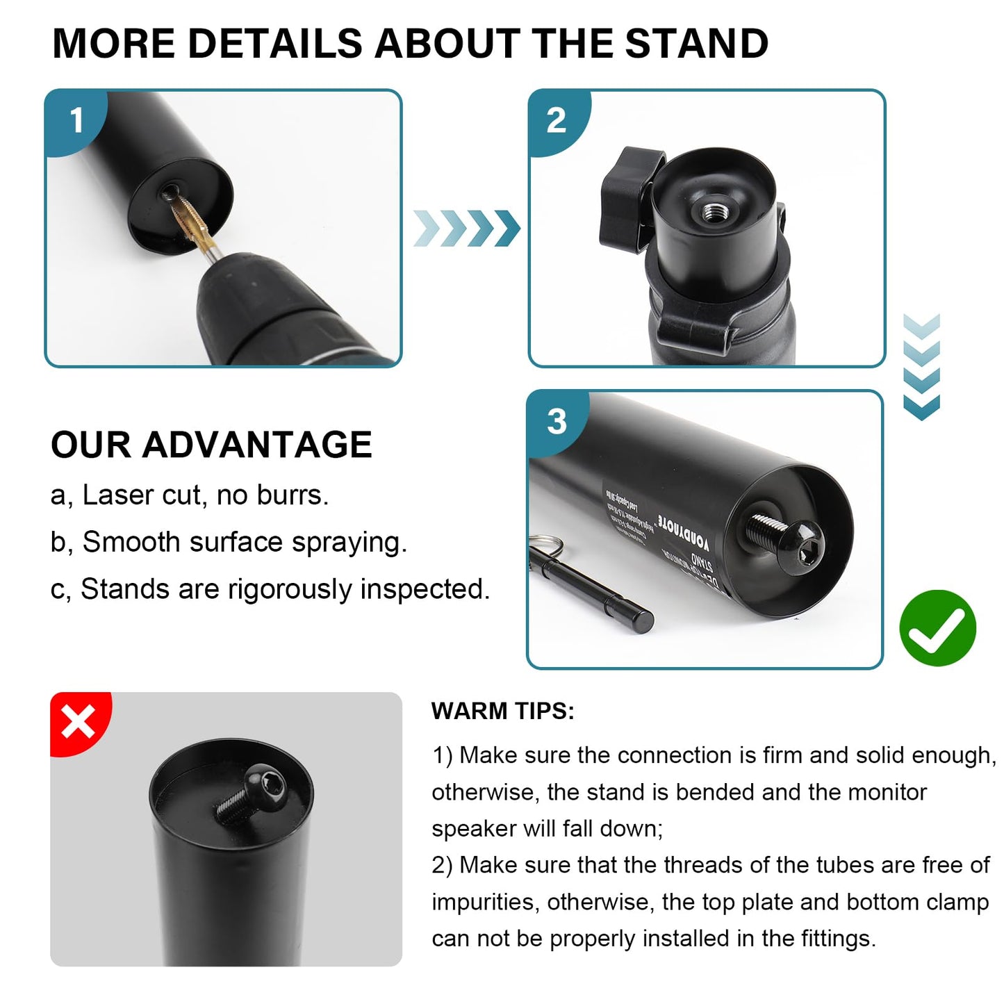 Vondynote Adjustable Desktop Clamp Speaker Stands Coloured Studio Monitor DEMO
