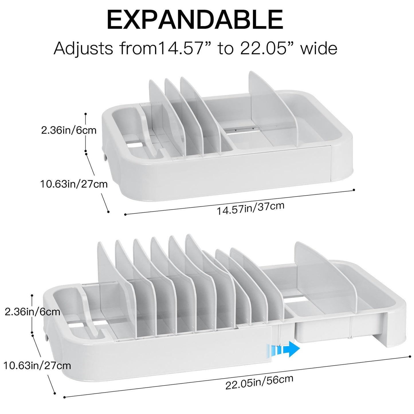 Cabalwrpi Adjustable Pan Organizer Rack Kitchen Storage Accessories White DEMO