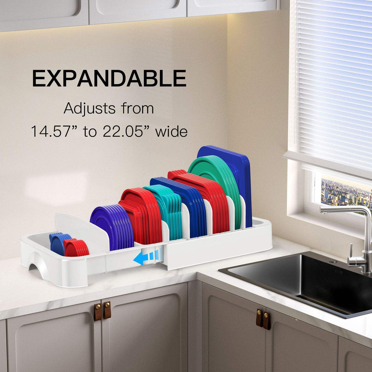 Cabalwrpi Adjustable Pan Organizer Rack Kitchen Storage Accessories White DEMO