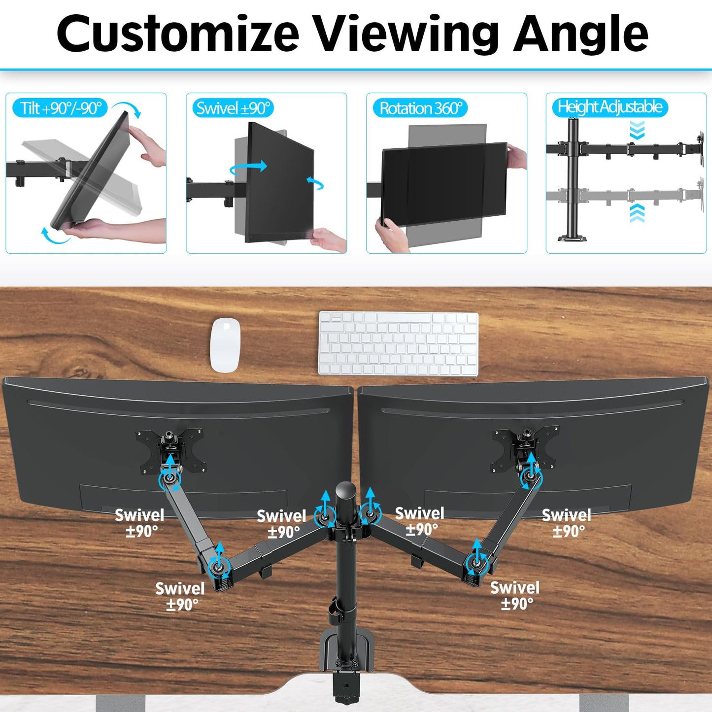 MOUNTUP Dual Monitor Desk Mount Fully Adjustable Holds up to 32 Inch DEMO
