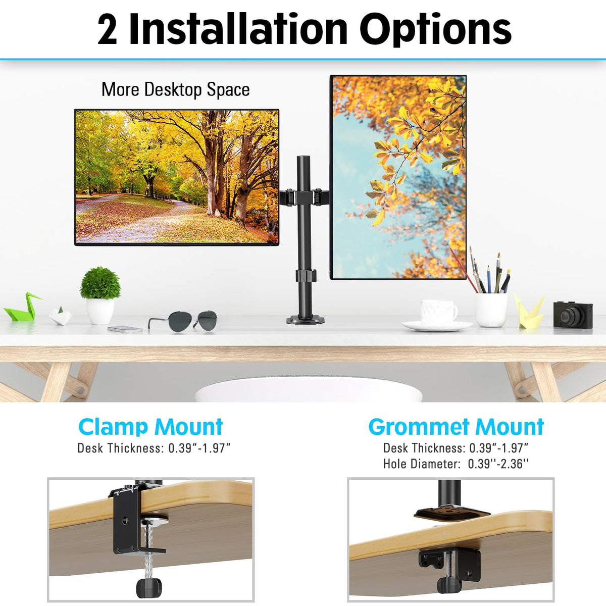 MOUNTUP Dual Monitor Desk Mount Fully Adjustable Holds up to 32 Inch DEMO
