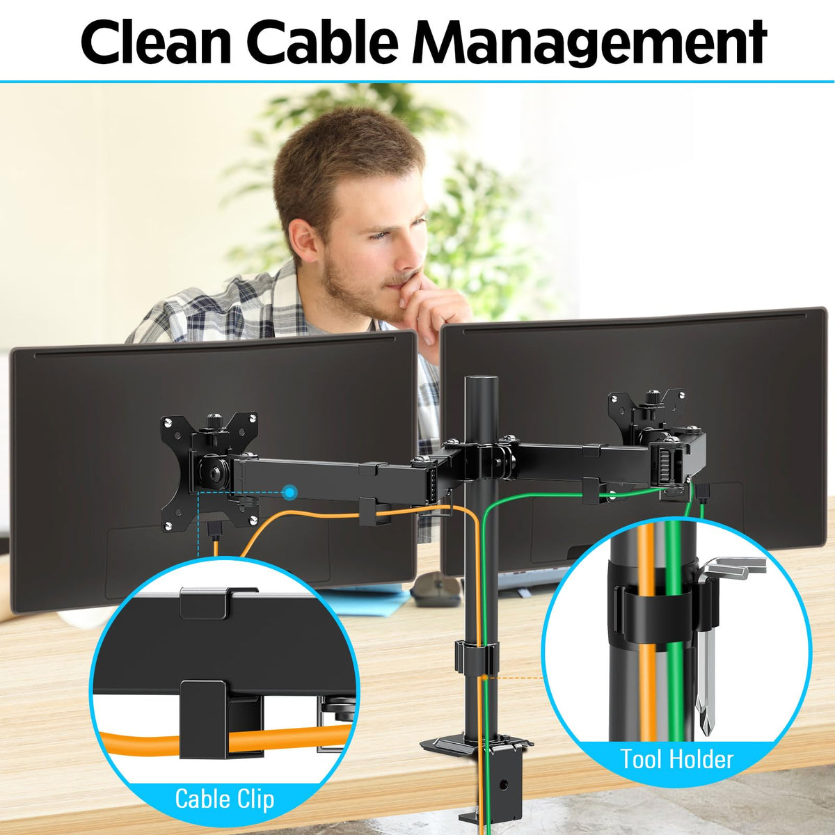 MOUNTUP Dual Monitor Desk Mount Fully Adjustable Holds up to 32 Inch DEMO