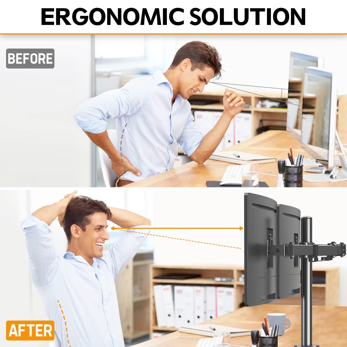 MOUNTUP Dual Monitor Desk Mount Fully Adjustable Holds up to 32 Inch DEMO